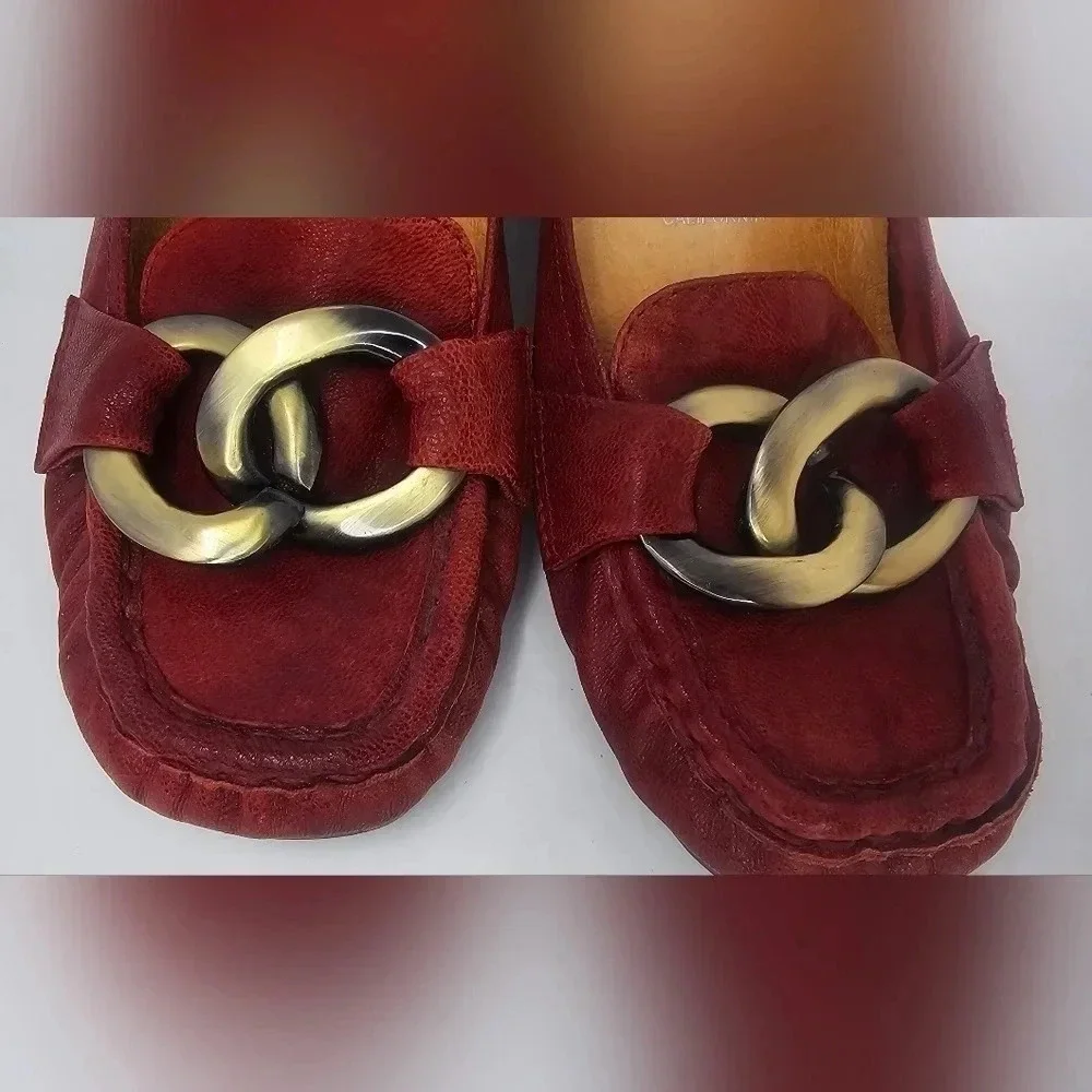Jeffrey Campbell Ibiza Last Leather Slip On Wedge Size 6.5 Blood Orange